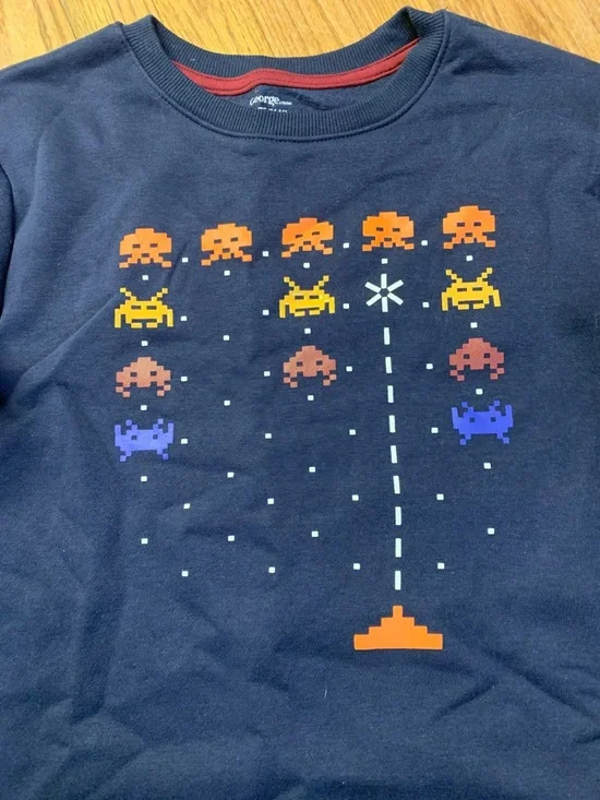 George Boys Space Invaders Retro Arcade Graphic Sweatshirt XL 14-16 - Picture 2 of 7